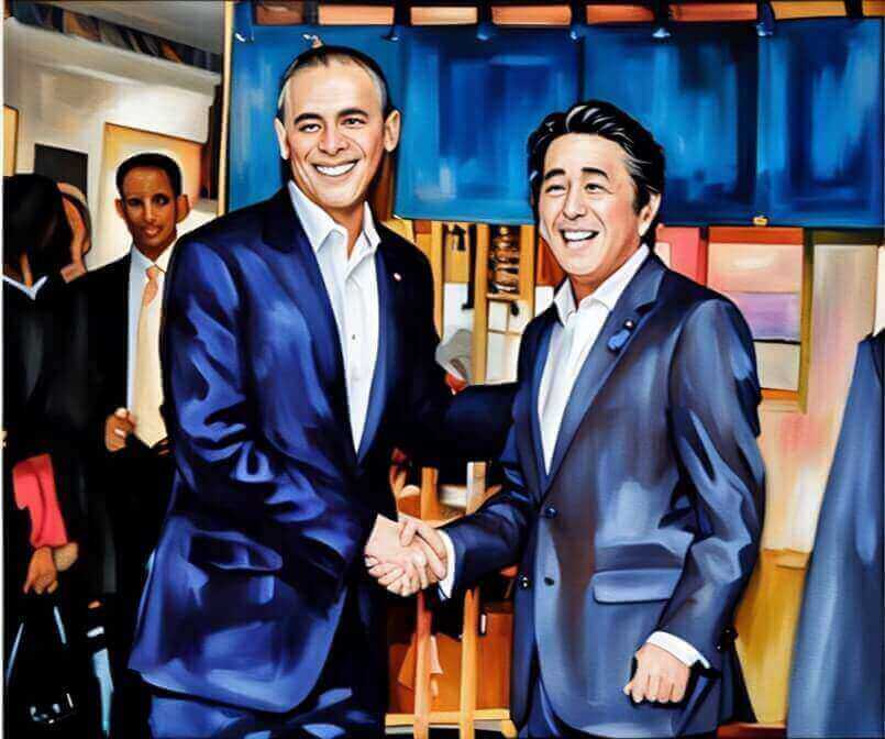 オバマ元大統領と安倍元首相のイラスト