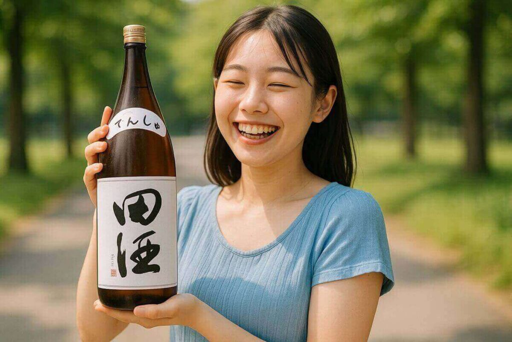 田酒を入手して喜ぶ女性