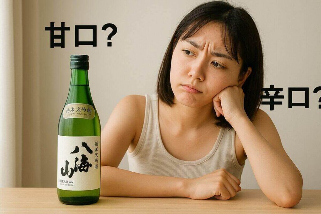八海山純米大吟醸について考える女性