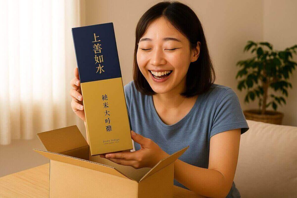 上善如水を受け取って喜ぶ女性