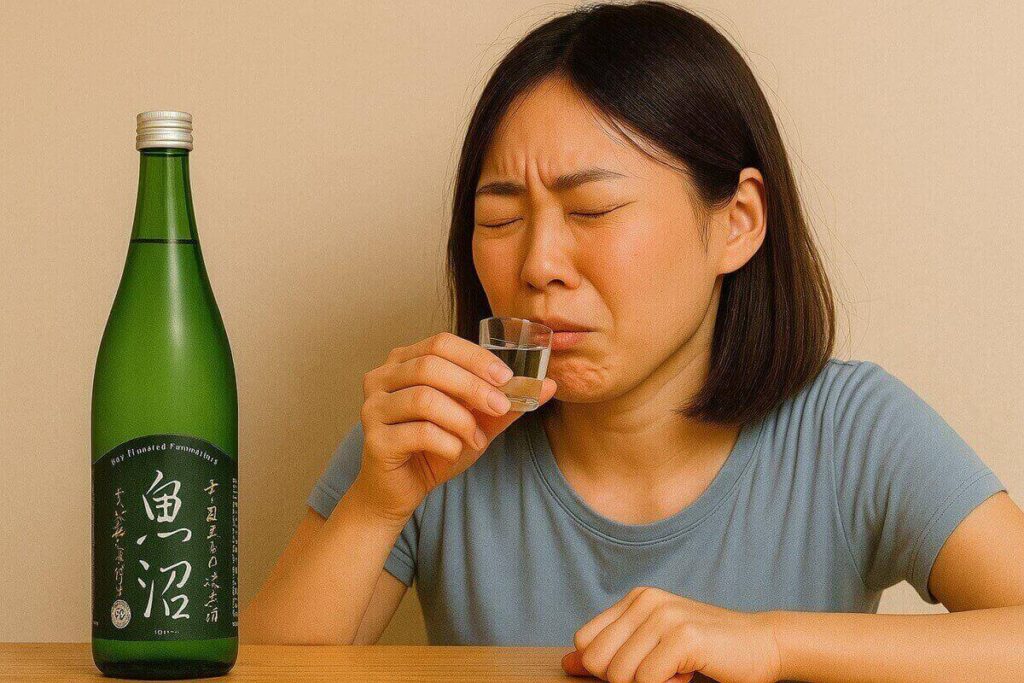 魚沼を飲む女性