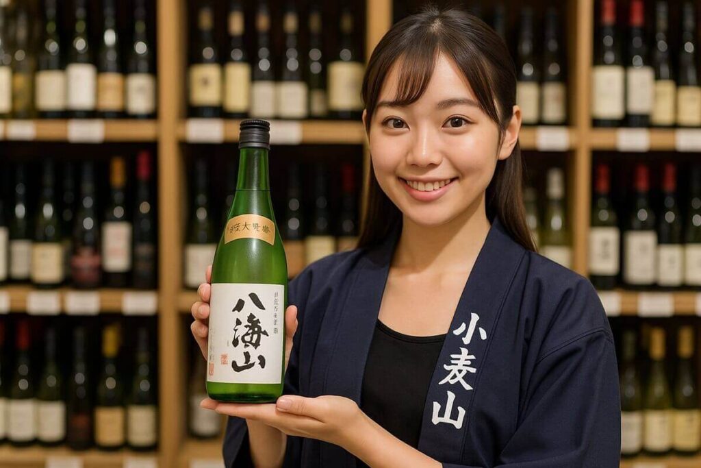 八海山純米大吟醸を勧める女性店員