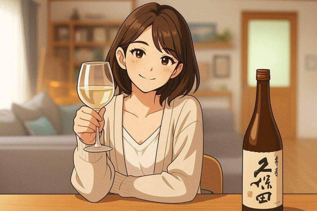 久保田万寿を飲む女性