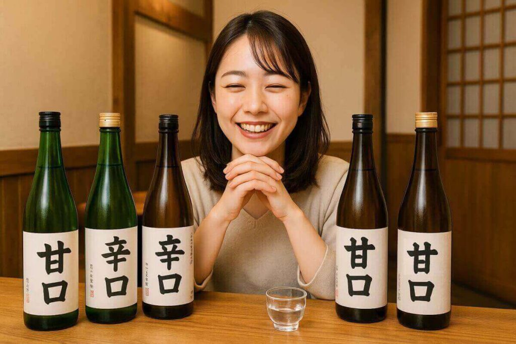 日本酒を選ぶ女性