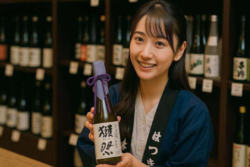 酒屋で獺祭23をお勧めする女性