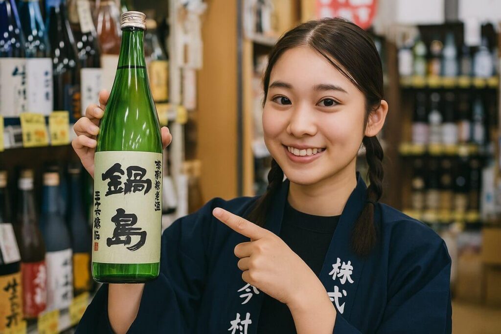 酒屋で鍋島をすすめる女性店員