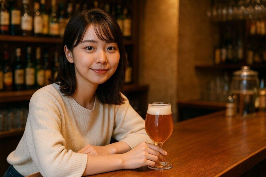 一人飲みをする女性