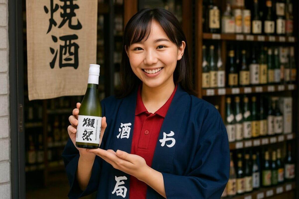 獺祭三割九分をおすすめする女性店員