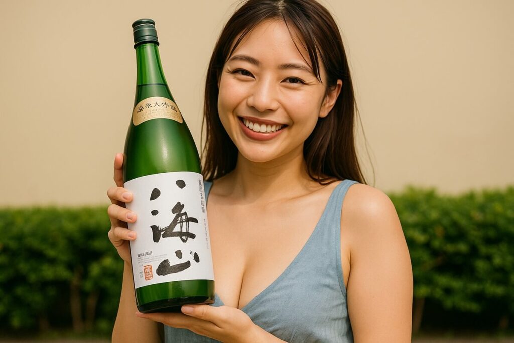 八海山純米大吟醸を手にした女性